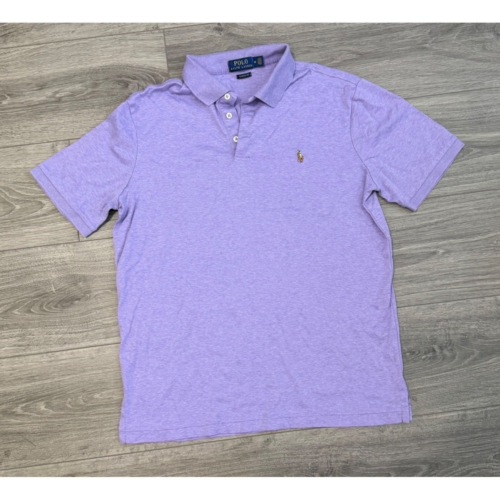 Polo Ralph Lauren Classic Fit Short Sleeve Polo Shirt Lavender Multi Pony Logo M
